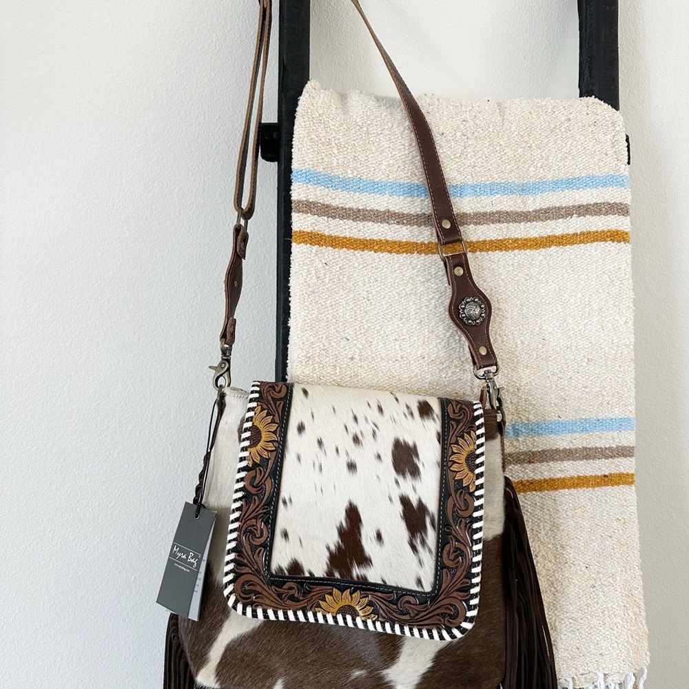 Myra Bag Rustic Brown and White Crossbody